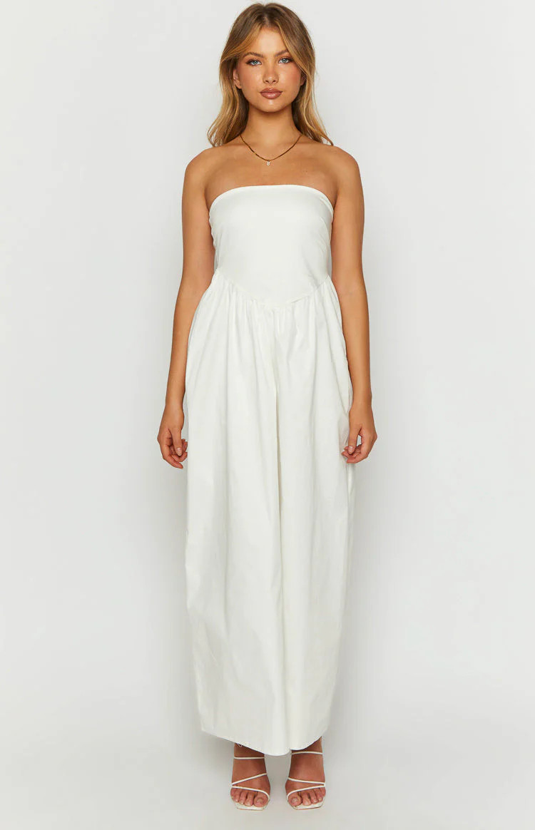 Jazlynn White Strapless Maxi Dress | Beginning Boutique (US)