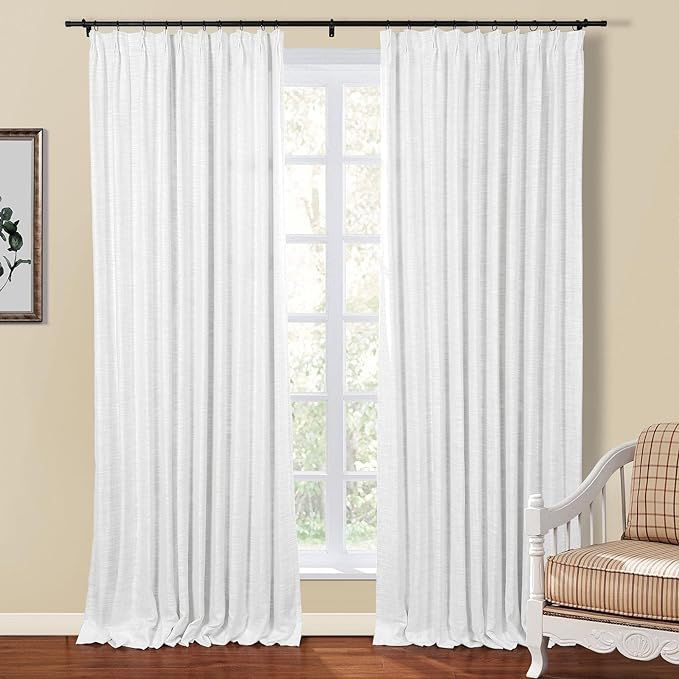 TWOPAGES White Pinch Pleat Curtain for Living Room 96 Inch Length, Double Layer Room Darkening Li... | Amazon (US)