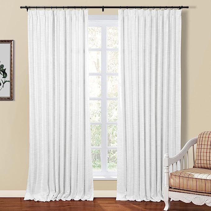 TWOPAGES White Pinch Pleat Curtain for Living Room 96 Inch Length, Double Layer Room Darkening Li... | Amazon (US)