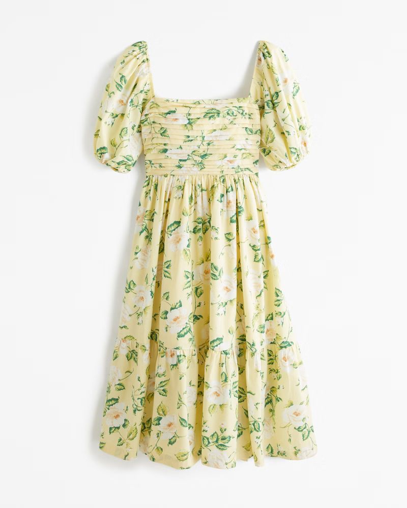 Emerson Poplin Puff Sleeve Midi Dress | Abercrombie & Fitch (US)