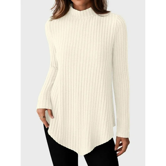 Karight Womens Fall Tunic Tops Long Sleeve Shirts for Women Turtleneck Lightweight Sweaters Asymm... | Walmart (US)