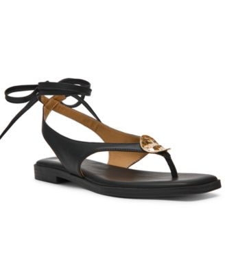 Dv Dolce Vita Women's Markly Lace-Up Embellished Flat Sandals - Toffee | Macy's