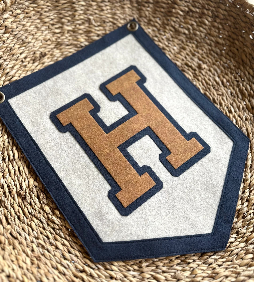 Custom Initial Pennant, Personalized Baby Gift, Neutral Nursery Decor, Personalized Baby Flag for... | Etsy (US)