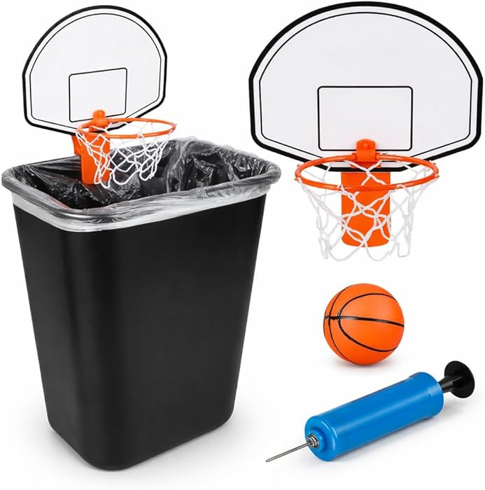 ArtCreativity Mini Basketball Hoop Trash Can Set, Includes Clip-On Hoop with Backboard, Inflatabl... | Amazon (US)