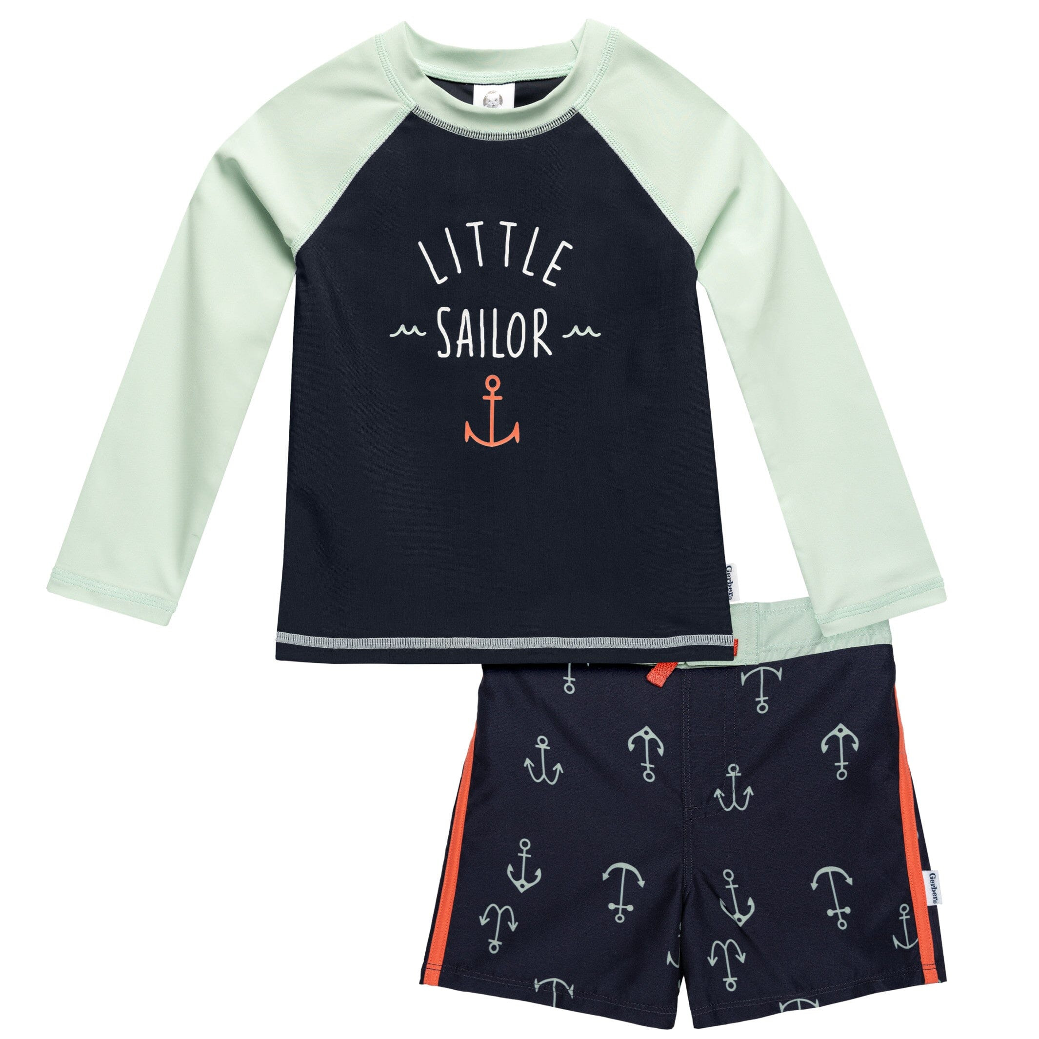 2-Piece Baby & Toddler Boys UPF 50+ Anchors Rash Guard & Swim Trunks Set | Gerber Childrenswear