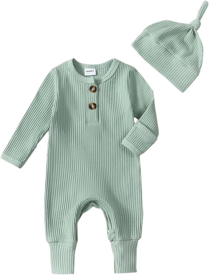 Twopumpkin Newborn Outfits Baby Boy Girl Knit Onesie Romper Newborn Coming Home Outfit Infant Gen... | Amazon (US)