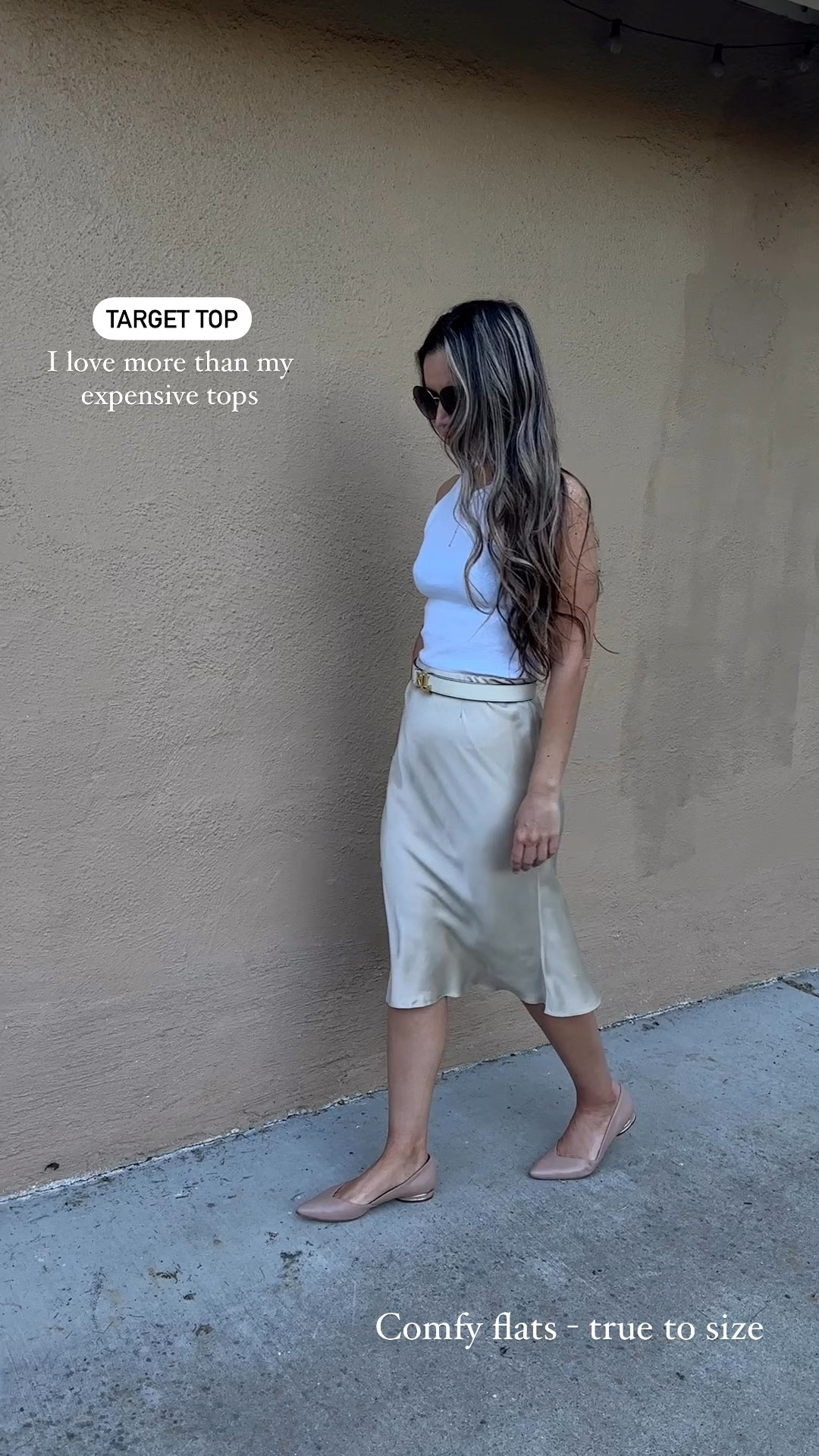Silk midi skirt is true to size / wearing sz S

I’m 5’5” 122 lbs 

Tank top sz S
Nude pointy toe Flats are true to size 



#LTKwedding #LTKVideo #LTKover40