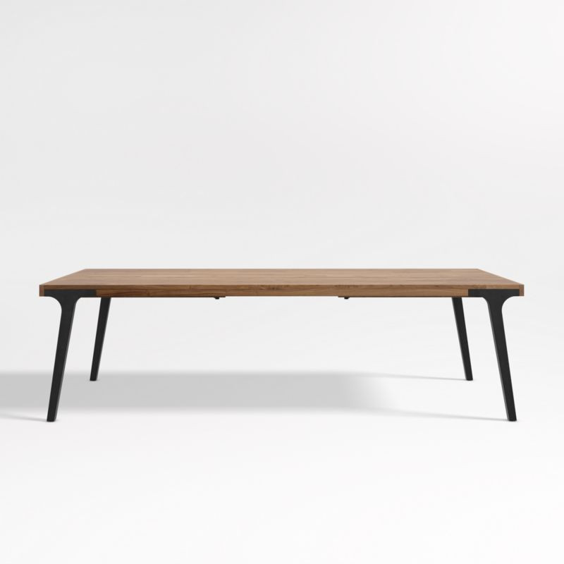 Lakin 106"-144" Teak Wood Extendable Dining Table + Reviews | Crate & Barrel | Crate & Barrel