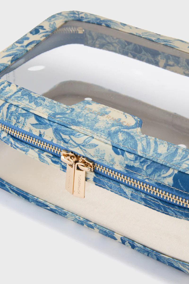 Misty Blue Toile PVC Large Vanity Case | Tuckernuck (US)
