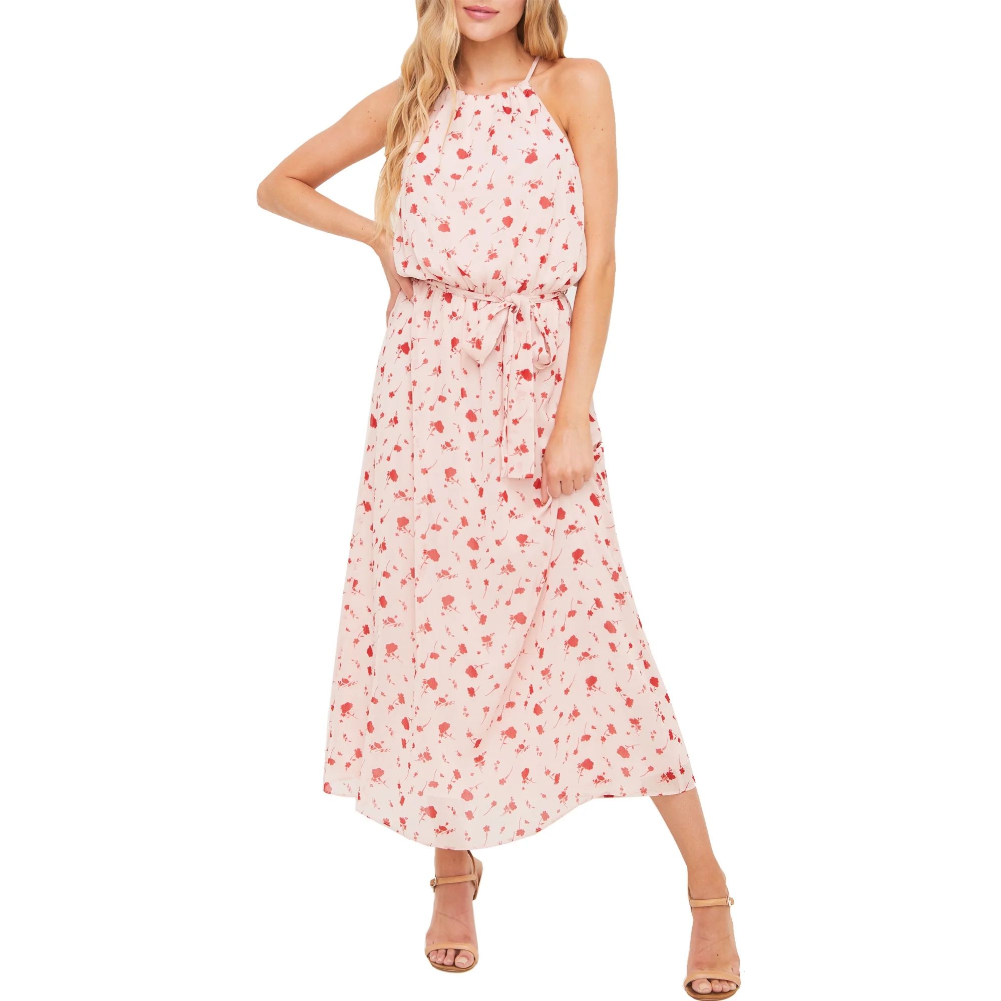 Lush Clothing Women's Halter Ruffle Back Maxi Dress | Walmart (US)