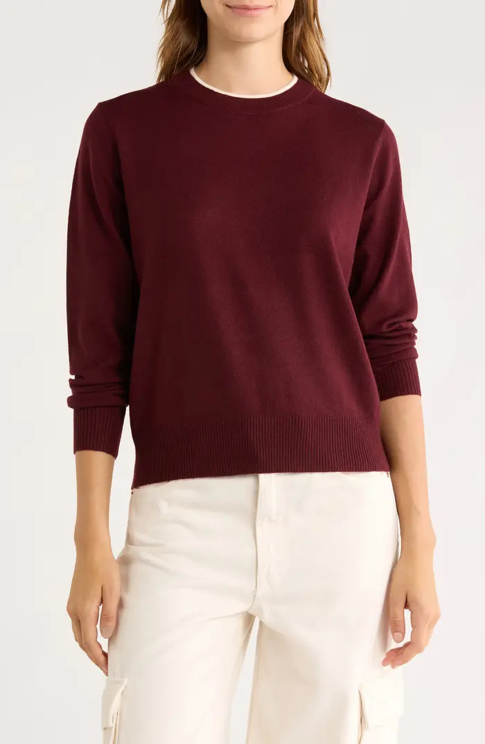 Tipped Crewneck Sweater | Nordstrom Rack