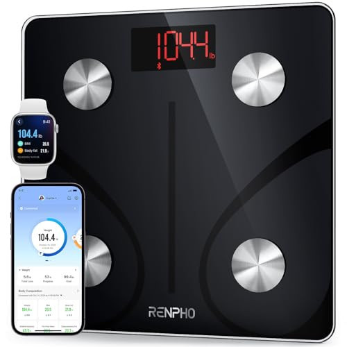 RENPHO Scale for Body Weight 500 lbs, Extra-High Capacity Smart Bathroom Scale with Ultra Wide Platform 12 x 12 inches, Body Fat Scale with Large LED Display, Health Monitor Sync App, Elis 1 L | Amazon (US)