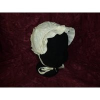 Antique Baby Doll Bonnet Valenciennes Broiderie Anglais Embroidered Eyelet Lace Christening Baptismal Bear-Bonnet Cap Handmade | Etsy (US)