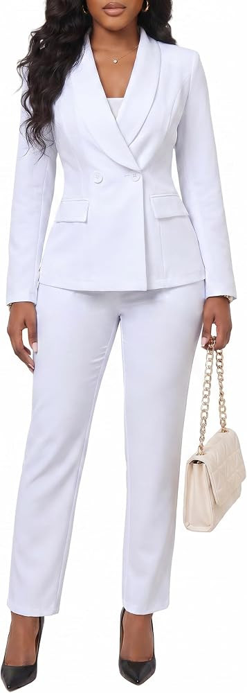 MorwenVeo Women's Fall Business Pant Suit Long Sleeve Formal 2 Piece Blazer Set Casual Office Wor... | Amazon (US)