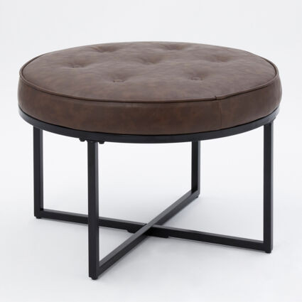 Brown Tufted Round Button Bench 40x60cm | TK Maxx