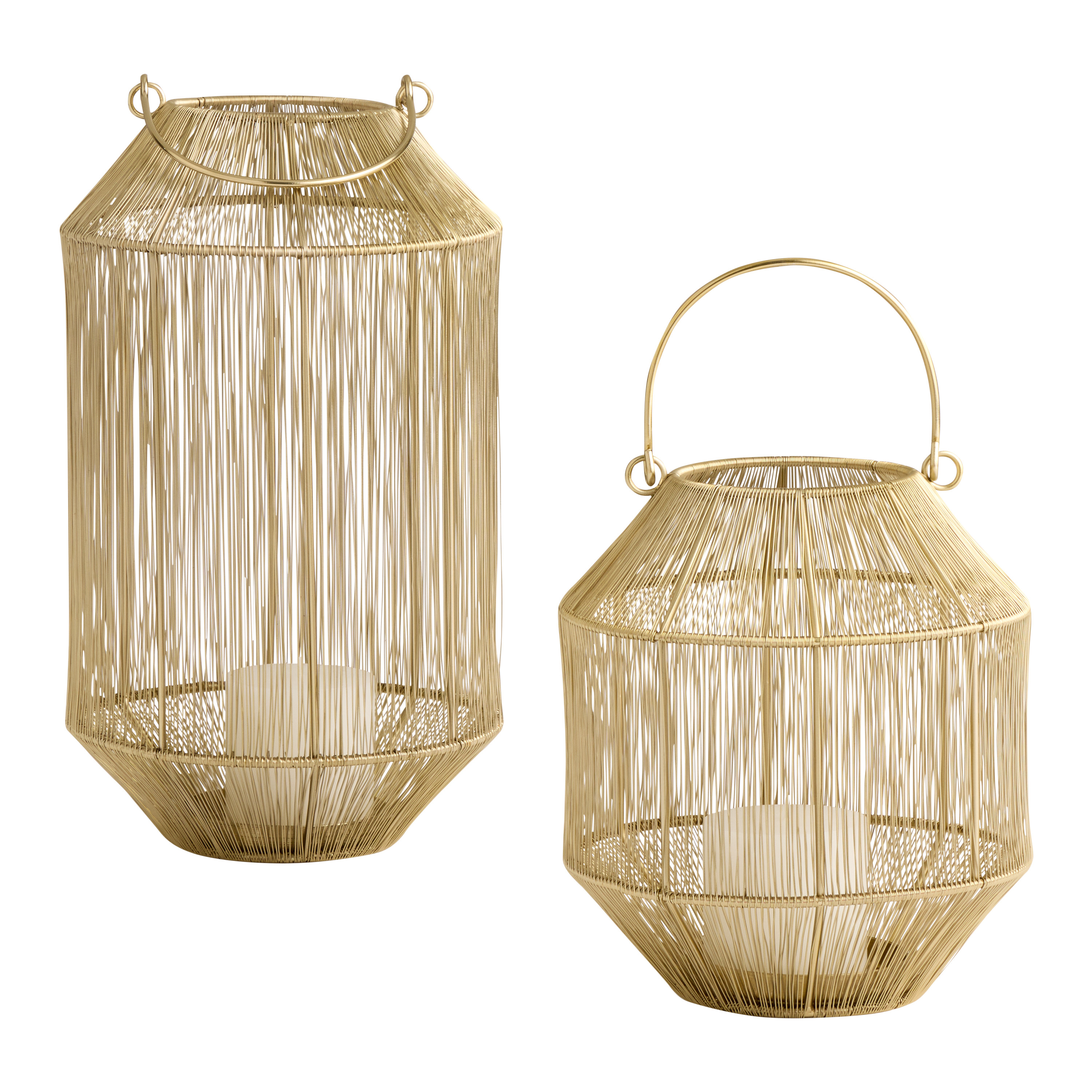 Metallic Gold Metal Wire Candle Lantern | World Market