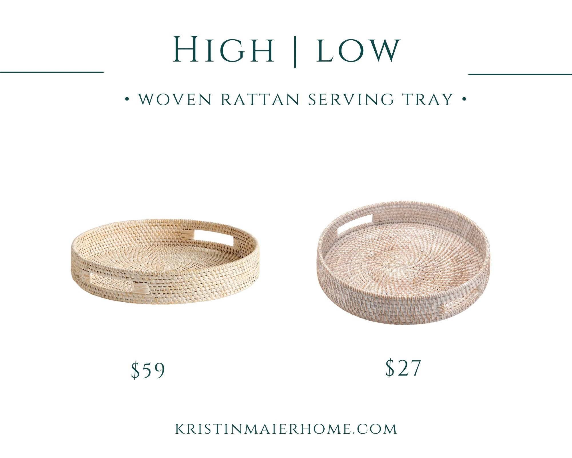 High/low find! Beautiful woven rattan servinf tray with handles. Use for brunch or lunch or for corralling items on a coffee table. Multifunctional. 

#LTKSeasonal #LTKHome #LTKmomlife