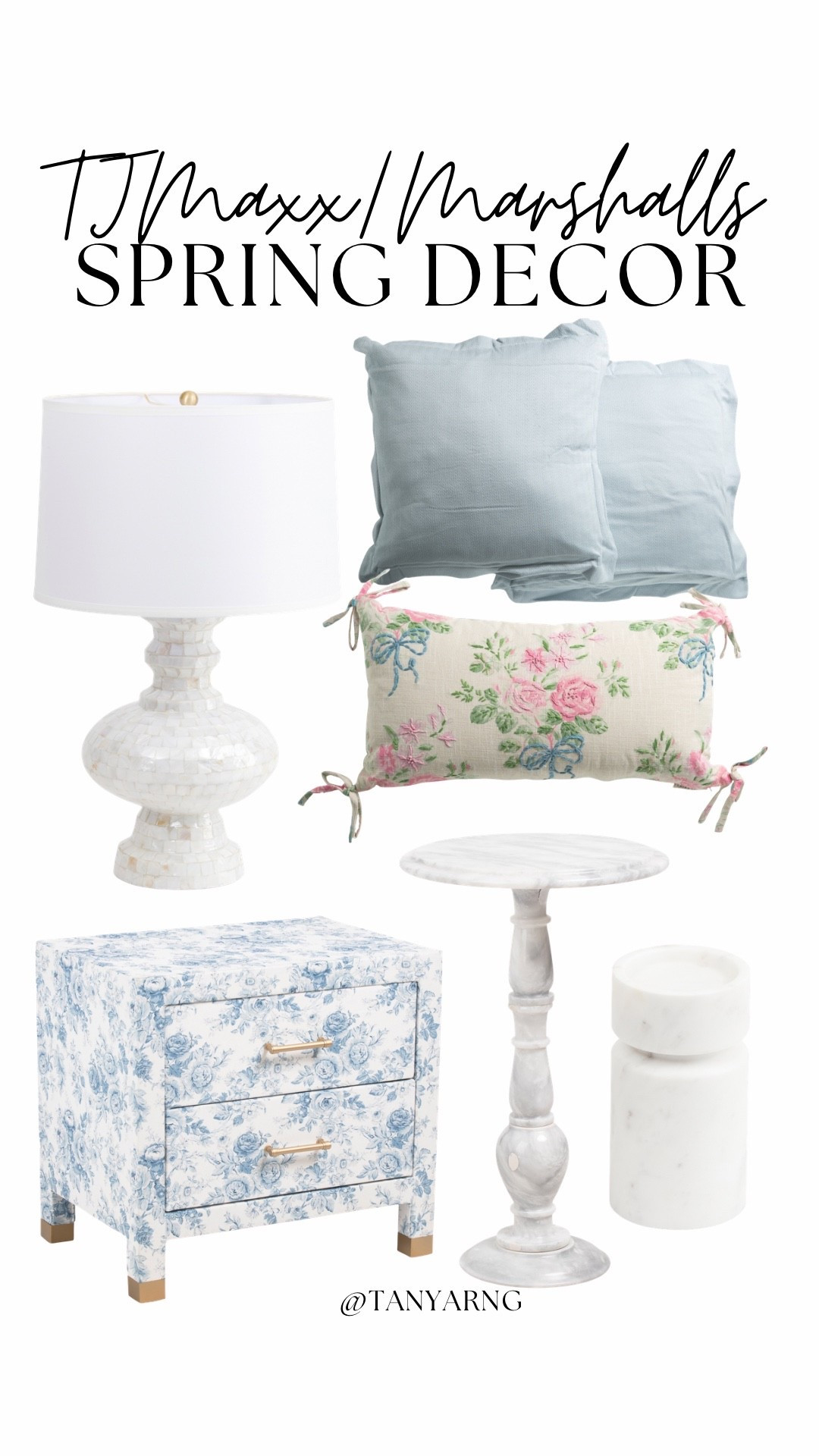 Spring home decor | tjmaxx | Marshall’s | pillows | lamps | side table 

#LTKSeasonal #LTKHome #LTKSaleAlert