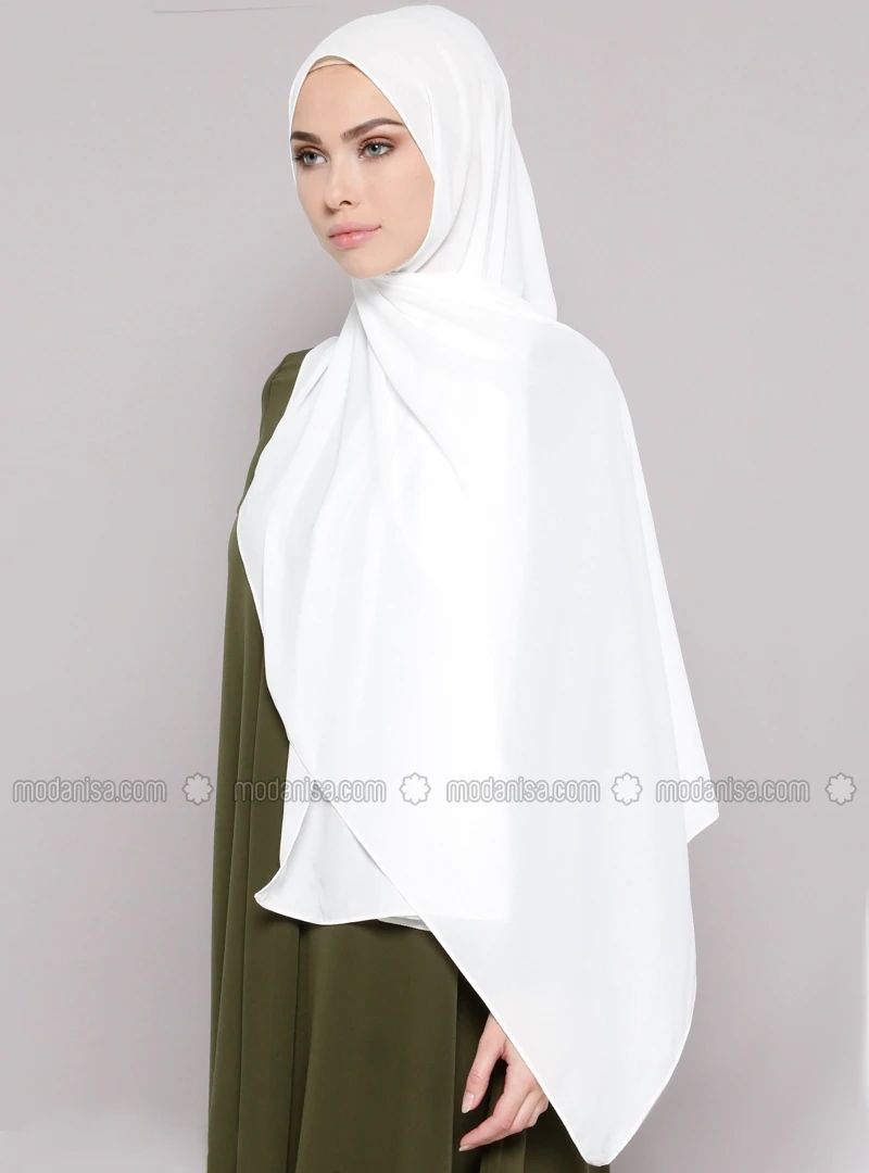 White - Plain - Crepe - White - Plain - Crepe - Shawl -  Şal | Modanisa (US)