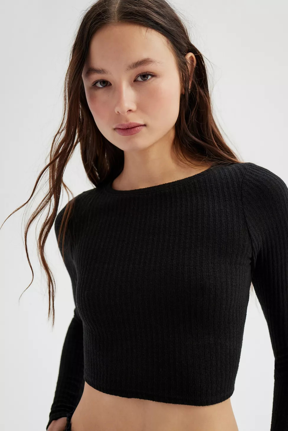 Urban Renewal Remnants Ribbed Long Sleeve Baby Tee | Urban Outfitters (US and RoW)