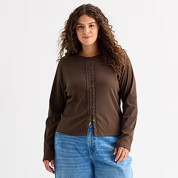 new!a.n.a Womens Plus Crew Neck Long Sleeve T-Shirt | JCPenney