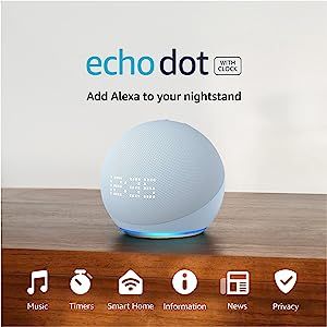 Echo Dot (5th Gen, 2022 release) with clock | Smart speaker with clock and Alexa | Cloud Blue | Amazon (US)