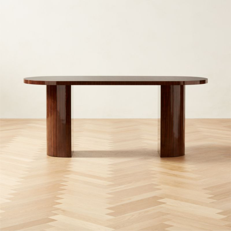 Marisa Modern High-Gloss Walnut Wood Desk 70'' | CB2 | CB2