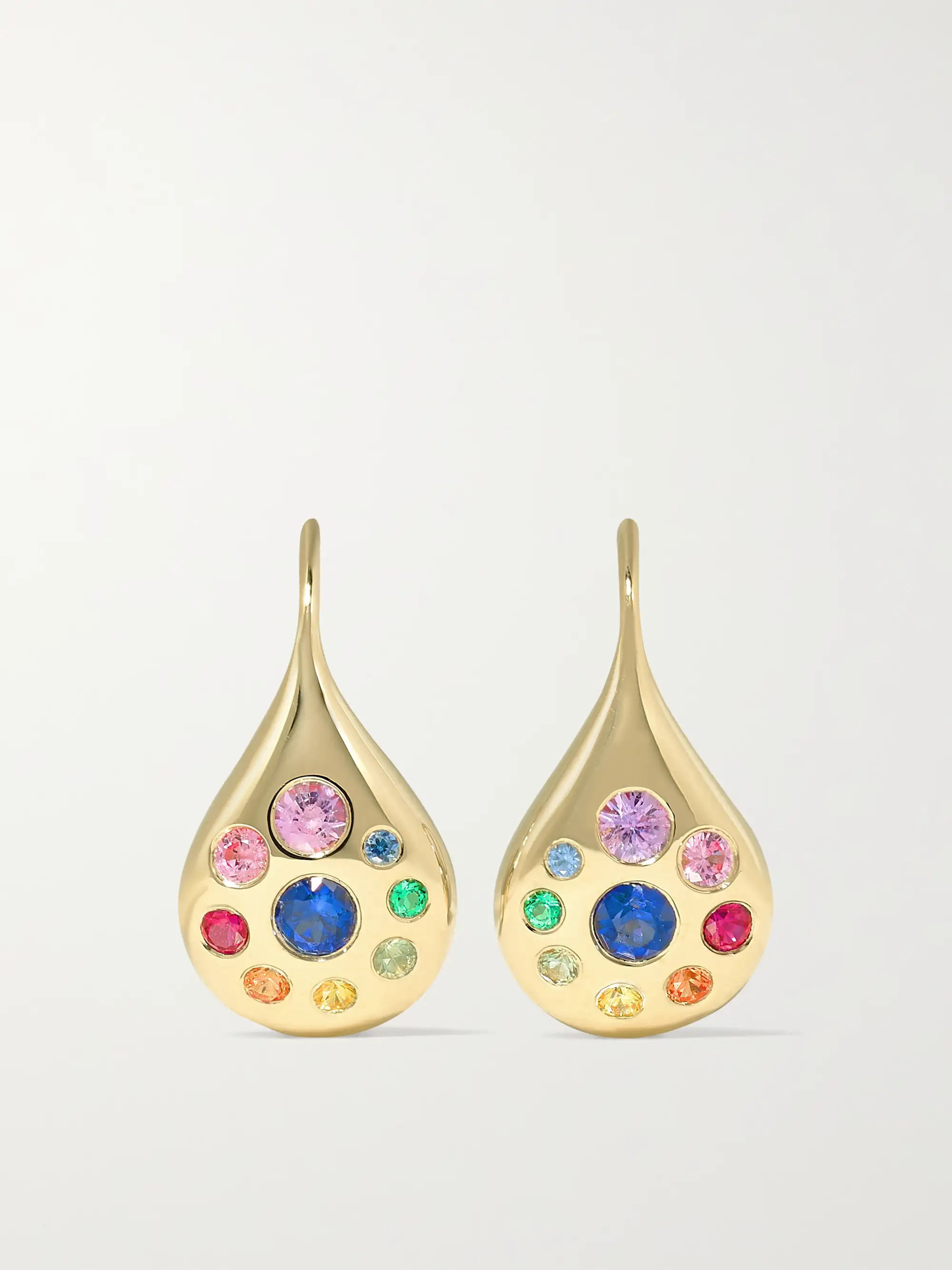 Multi Petal small 18-karat gold, sapphire and emerald earrings | BRENT NEALE | NET-A-PORTER | NET-A-PORTER (US)