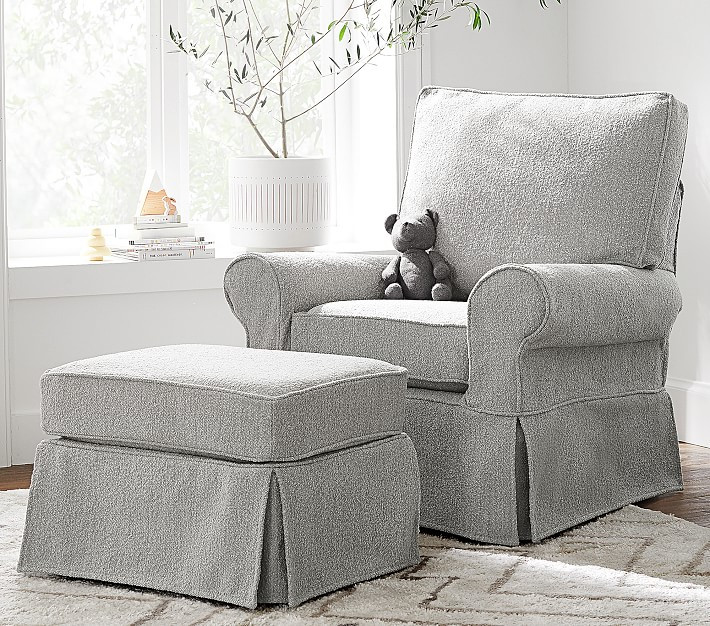 Comfort Slipcovered Swivel Glider & Ottoman | Pottery Barn Kids