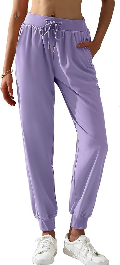 DOUBLJU Lightweight Banding Tied Long Sweatpants Women with Pockets Running Yoga Workout Joggers ... | Amazon (US)
