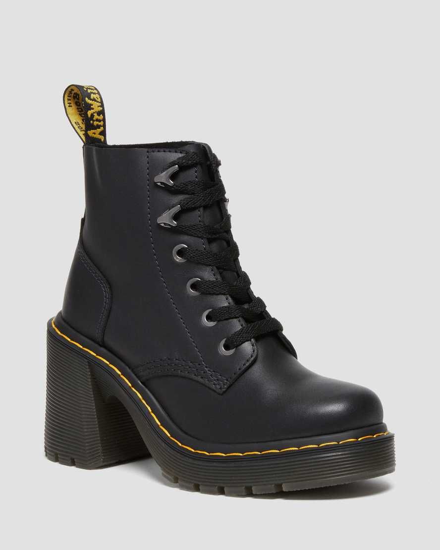 Jesy Sendal Leather Lace Up Flared Heel Boots | Dr Martens (UK)