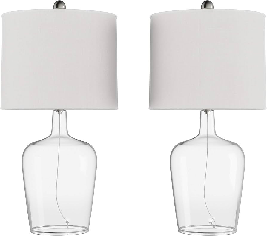 Somerset Home Cloche Style Glass Table Lamp Set of 2 with LED Bulbs, Ivory | Amazon (CA)