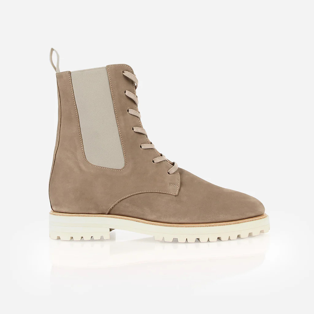 The Kit Combat Boot Taupe Water Resistant Nubuck | Poppy Barley