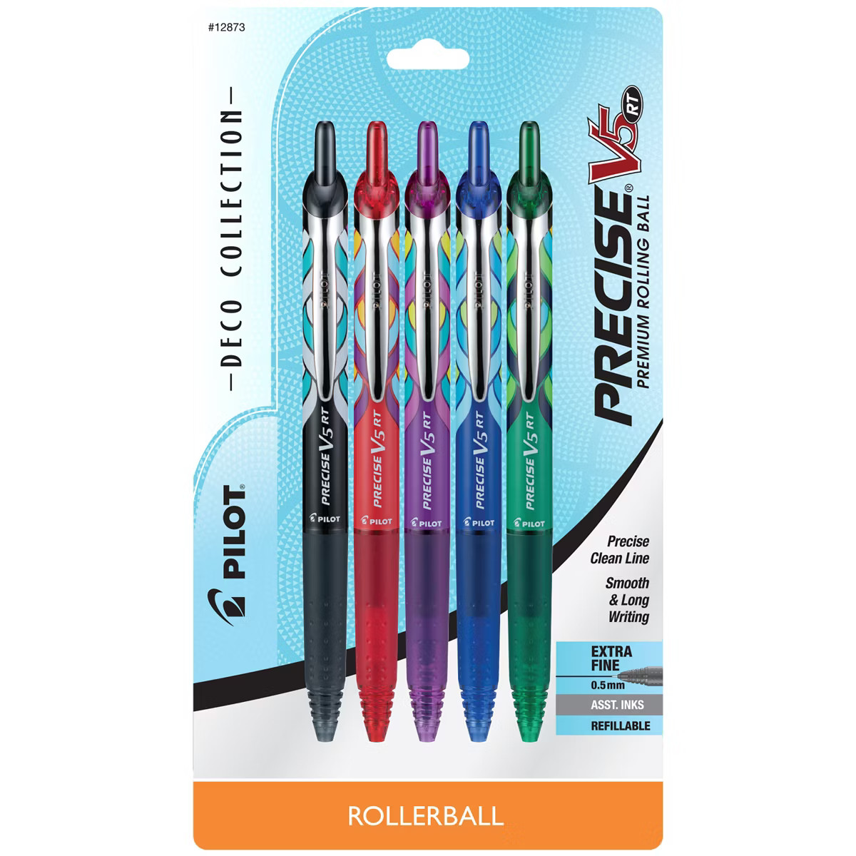 Pilot 5ct Precise V5 Art Deco Collection Rolling Ball Pens Extra Fine Point 0.5mm Assorted Inks: ... | Target