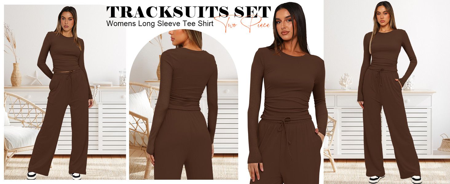 Darong Women's 2 Piece Sets 2025 Fall Outfits Long Sleeve Wide Leg Tracksuits Casual Lounge Set M... | Amazon (US)