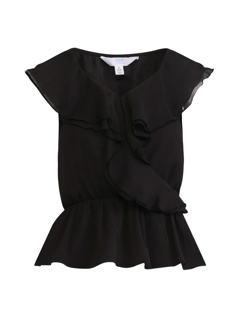 Time and Tru Women’s Ruffle Wrap Tank Top, XS-XXXL | Walmart (US)