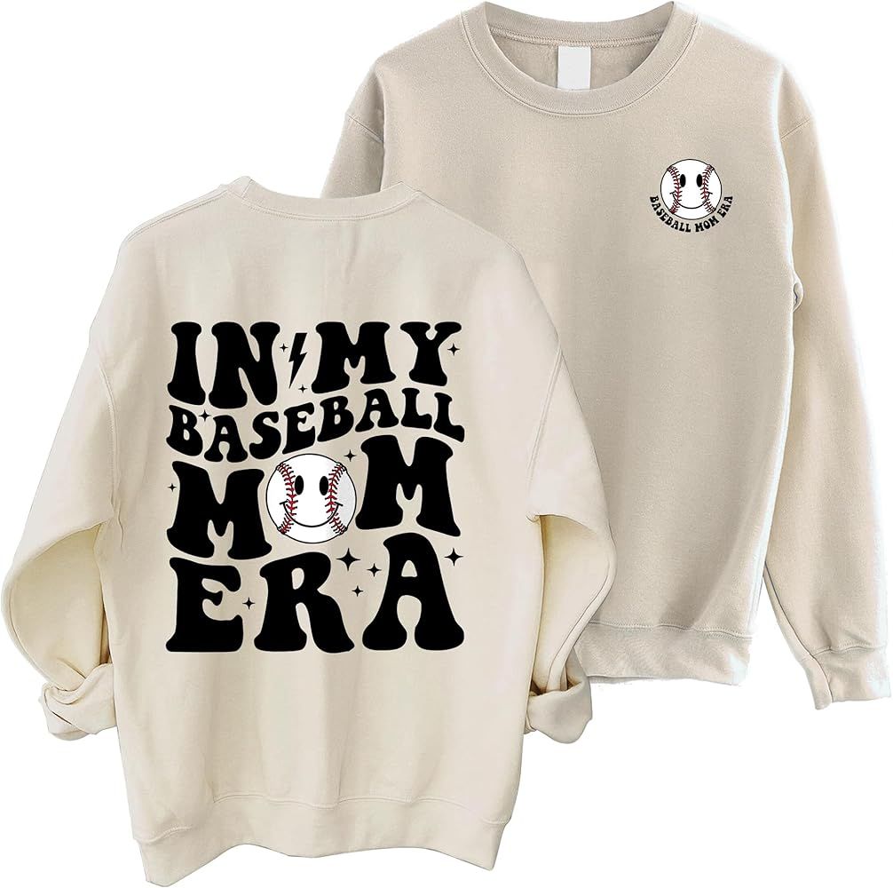 Matinox In My Baseball Mom Era Sweatshirt - Retro Game Day Mom Era 2 Sides Crewneck | Amazon (US)