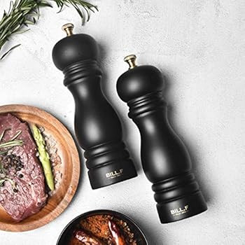 BILL.F Salt and Pepper Grinder Wooden Pepper Mill Grinder Salt Pepper Shakers Set of 2 with Adjustab | Amazon (US)