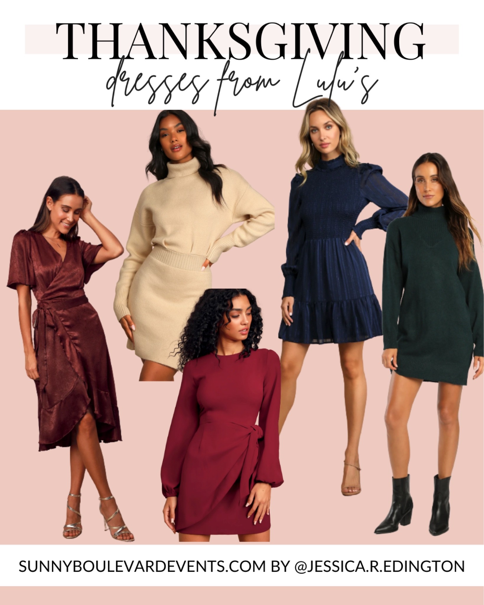 Shopping for the perfect Friendsgiving or Thanksgiving outfit or dress? These cute and affordable fall dresses from Lulu's boutique are the perfect addition to your fall fashion wardrobe. From satin dresses to sweater dresses and more, these dark red, dark green, beige, and dark blue dresses can be dressed up or down for your fall party. #falldresses #fallfashion #falloutfitideas #thanksgiving #friendsgiving #lulus #sweaterdress

#LTKSeasonal #LTKHoliday #LTKunder100