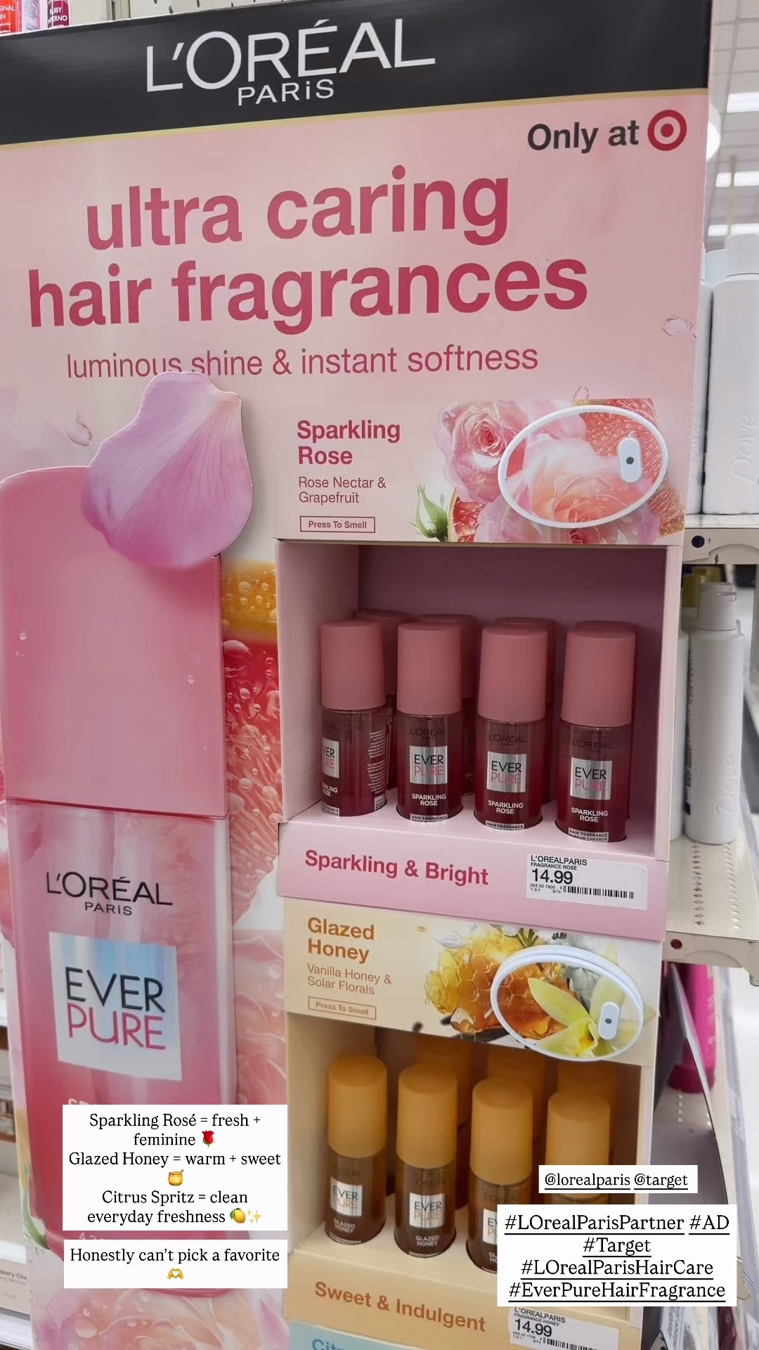 #LOrealParisPartner #AD My favorite compliment will forever be “you smell so good” 🤍✨
I’m officially obsessed with the new @LOrealParis EverPure Hair Fragrance collection from Target. Not only do they smell AMAZING, but they’re actually formulated for your hair with ingredients that help leave it feeling soft + hydrated!
Sparkling Rosé = fresh + feminine 🌹
Glazed Honey = warm + sweet 🍯
Citrus Spritz = clean everyday freshness 🍋✨
Honestly can’t pick a favorite 🫶 Grab yours at  @target #TargetPartner #LOrealParisPartner #LOrealParisHairCare #EverPureHairFragrance