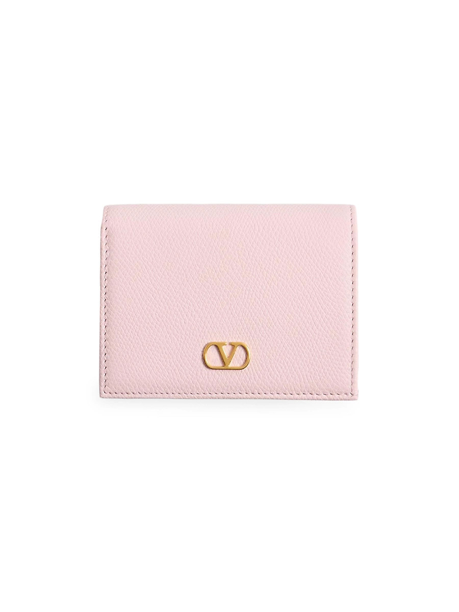 Women's VLogo Signature Grainy Calfskin Wallet - Rose Quartz | Saks Fifth Avenue