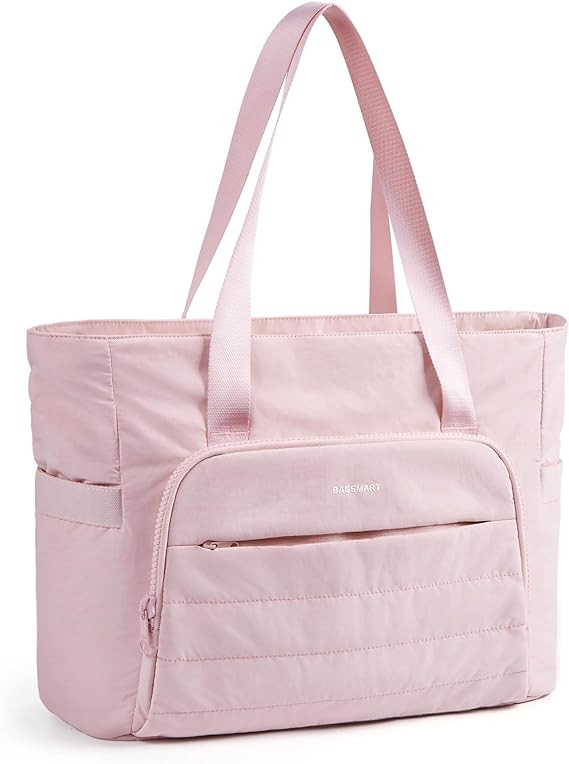 BAGSMART Tote Bag for Women, Lightweight Large Tote Bag with Yoga Mat Strap, Quilted Shoulder Bag... | Amazon (US)