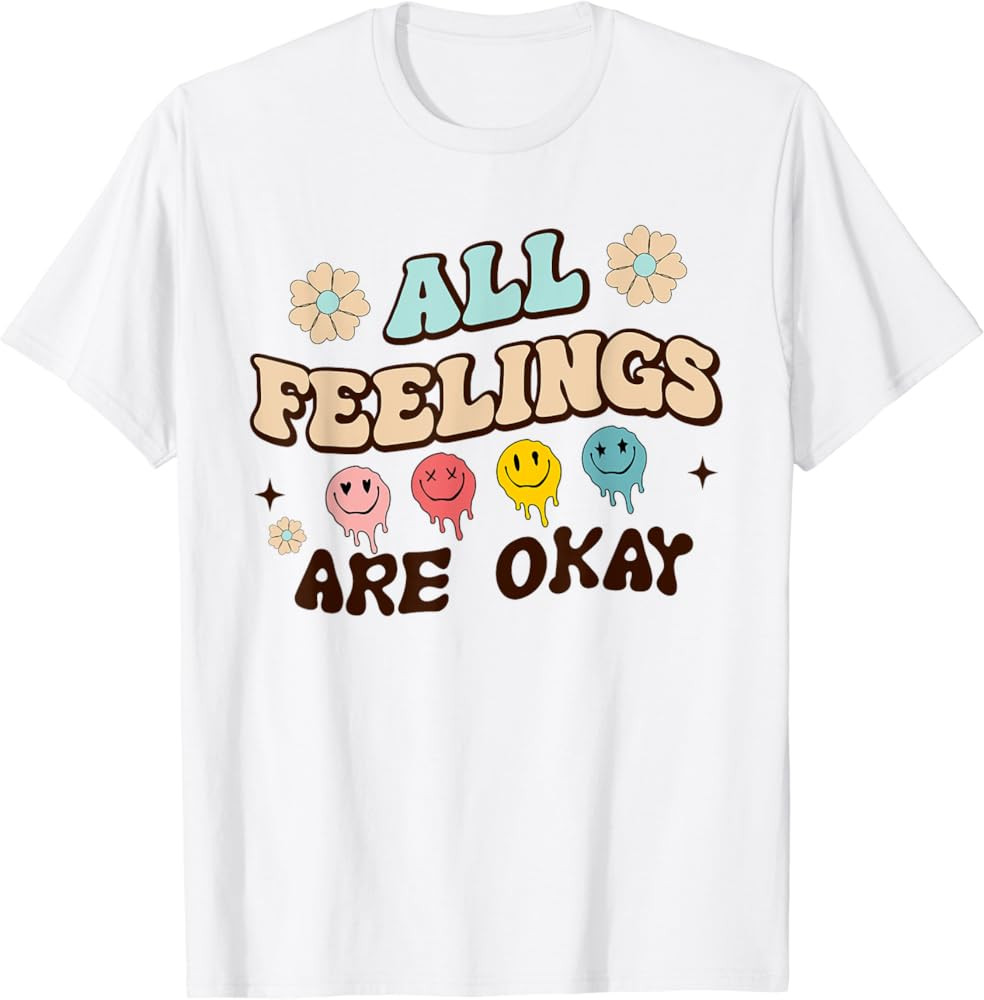 All Feelings Okay School Teacher Psychologist Mental Health T-Shirt | Amazon (US)