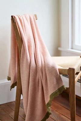 Scalloped Wool Blend Knit Throw Blanket | Anthropologie (US)
