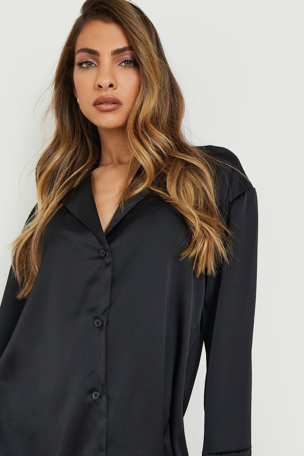 Satin Oversized Shirt Dress | boohoo (US & Canada)