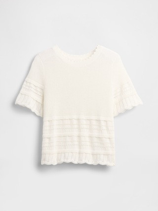 Linen-Blend Pointelle Sweater Crop Top | Gap | Gap (US)