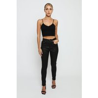 Black Coated Jeans Skinny Womens | Women Leggings Party | Etsy (US)