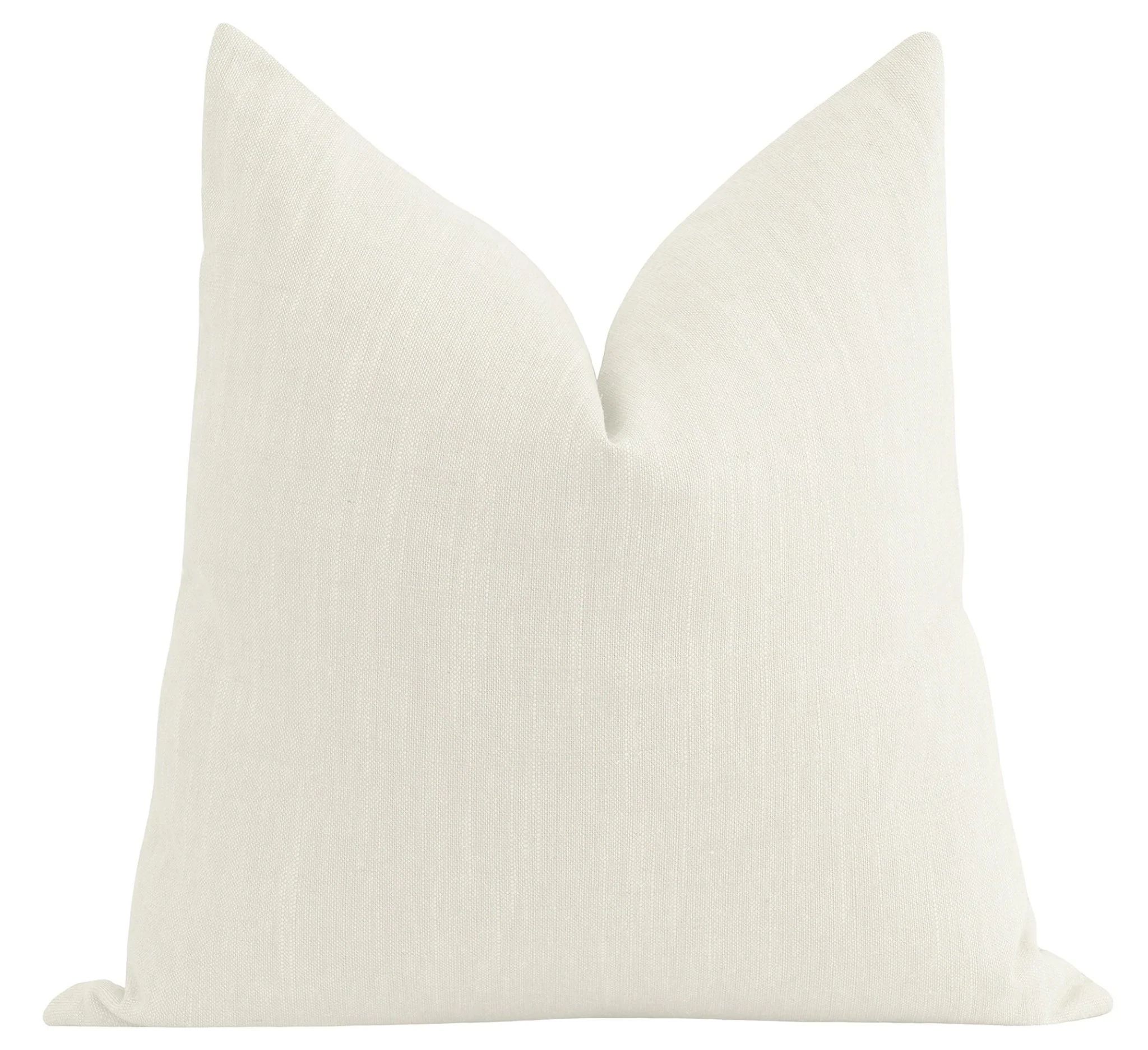 Amanda Solid Creamy Ivory Linen Pillow | Land of Pillows