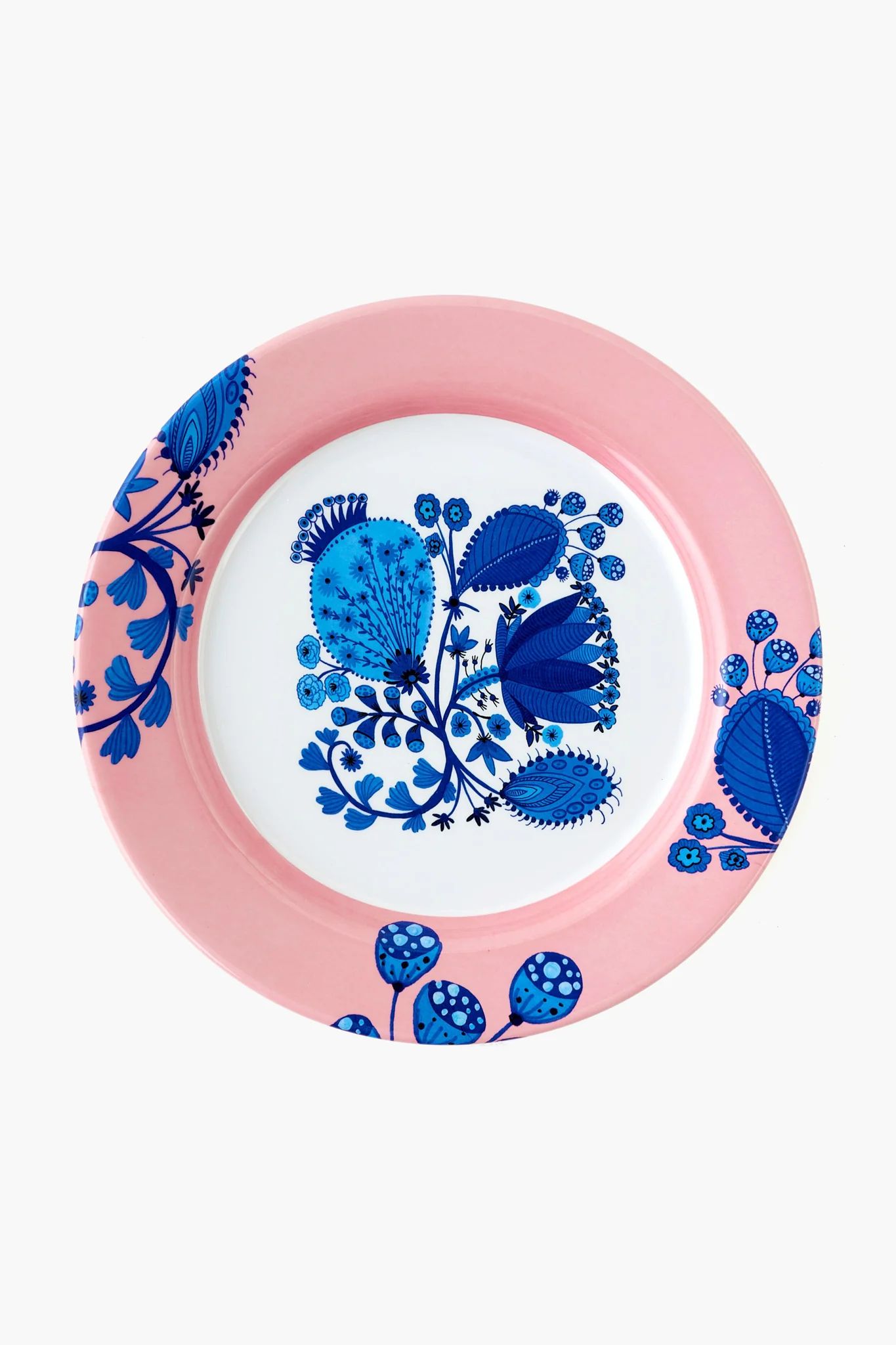 Blue and White with Pink Border Melamine Plate | Tuckernuck (US)