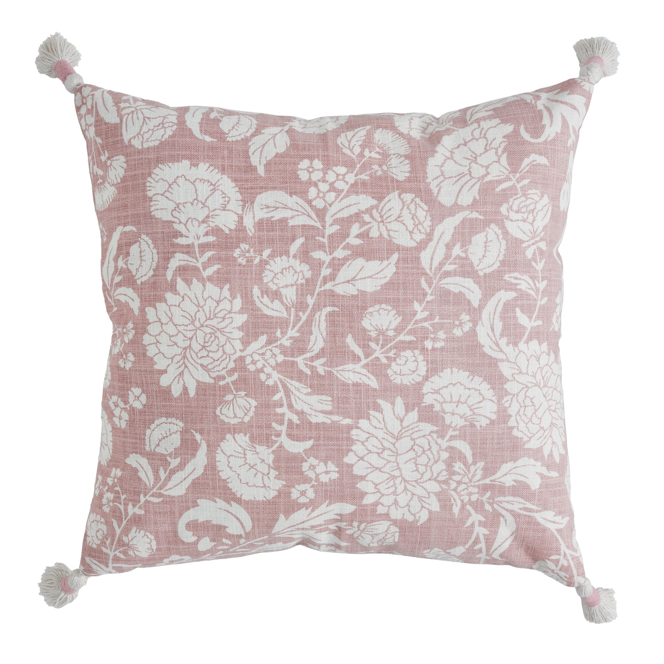 My Texas House Ava Floral Printed Cotton Slub Decorative Pillow, 18" x 18", Rose Smoke - Walmart.... | Walmart (US)